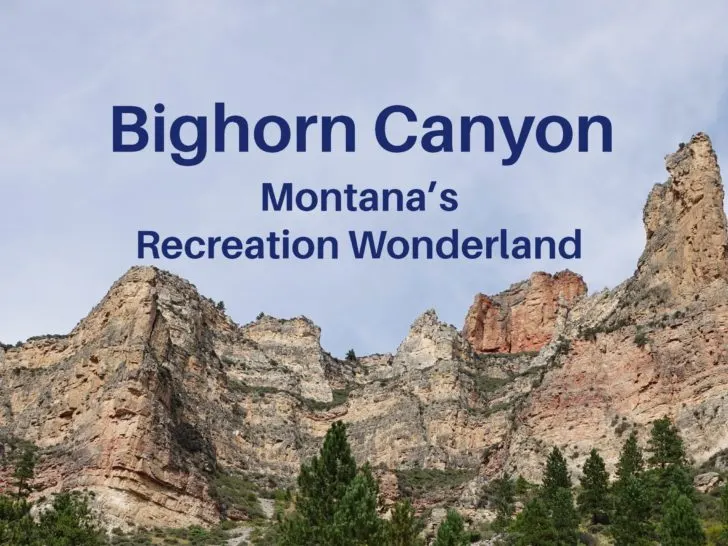 The colored layers in the sandstone cliffs add to the beautiful Montana scenery in Bighorn Canyon National Park.