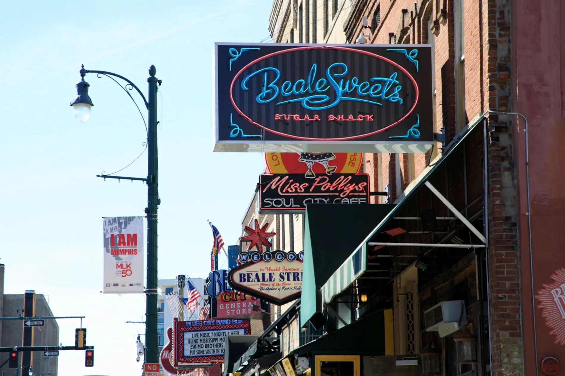 Beale Street in Memphis is well worth a stop off I40.