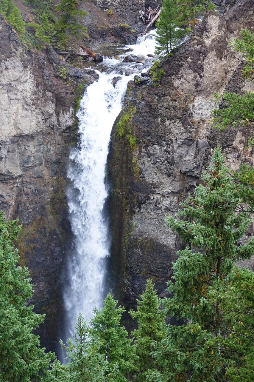 Close-up of Tower Fall in Yellowstone National Park.