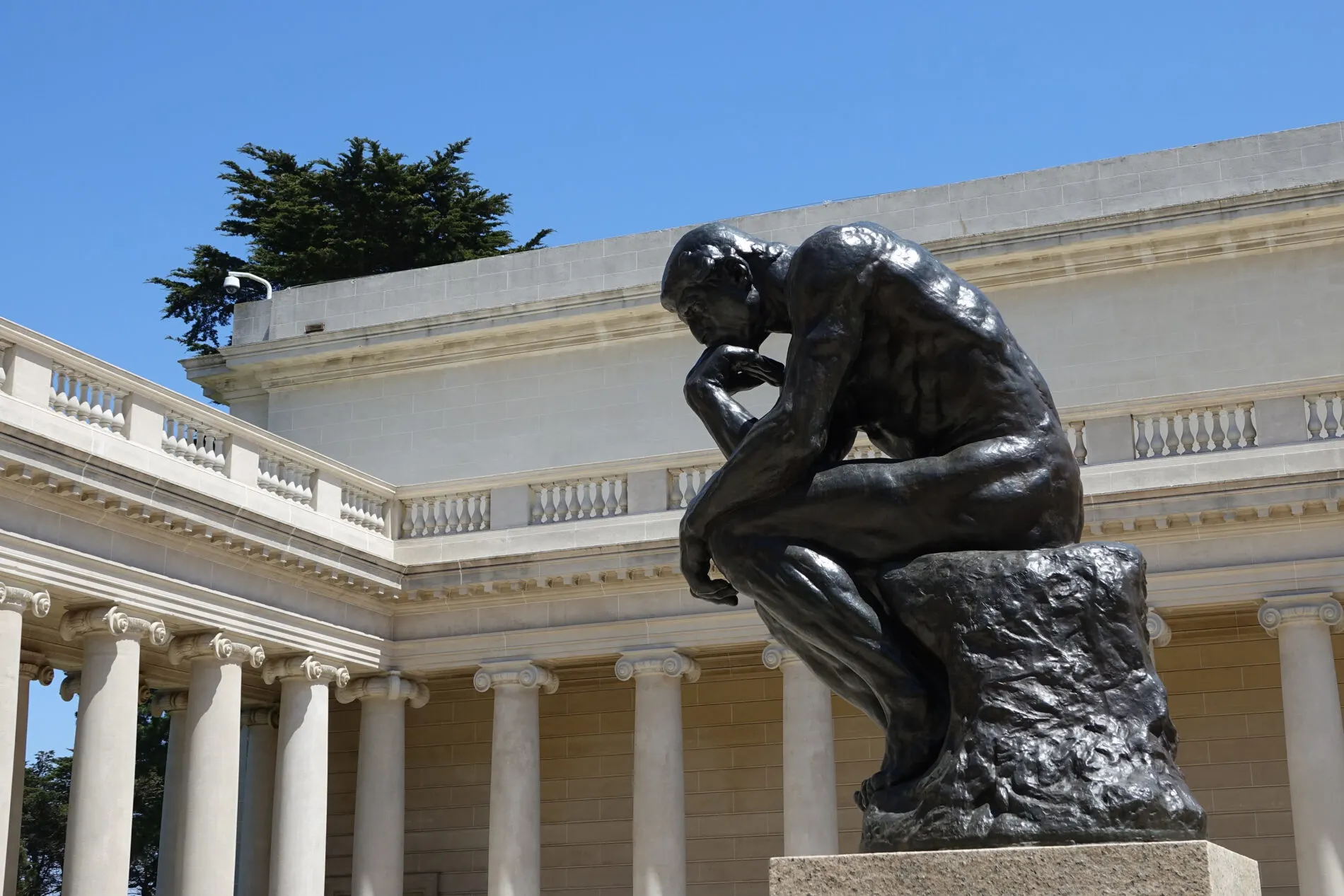 Rodin’s sculpture “The Thinker” in the Legion of Honor Museum courtyard in San Francisco.