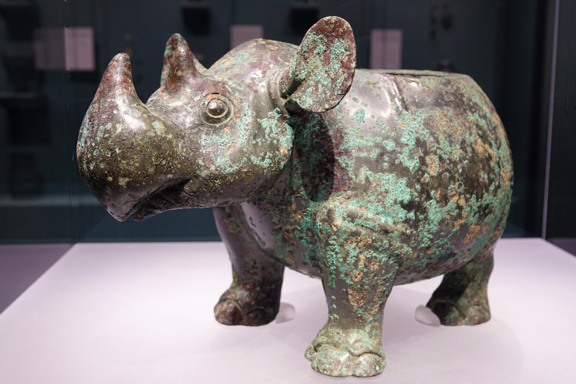 Ritual bronze age vessel in the shape of a Rhino is at least 3000-years-old. It’s at the Asian Art Museum in San Francisco.
