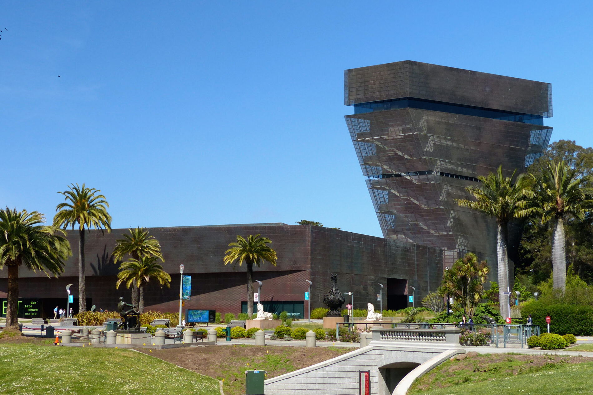 The De Young Museum in Golden Gate Park is a remarkable building clad with perforated copper.
