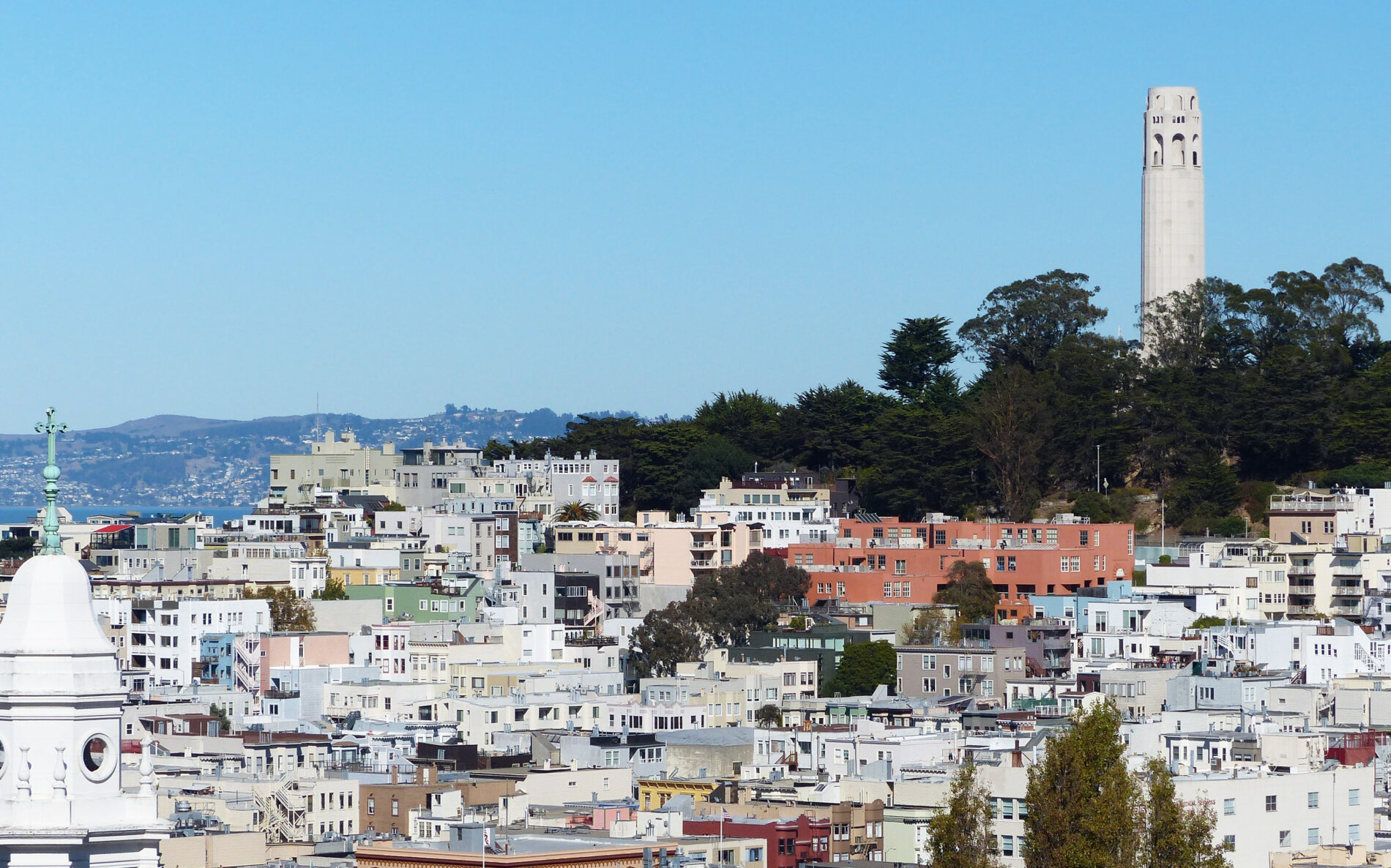 Overlooking North Beach neighborhood and Coit Tower in San Francisco.
