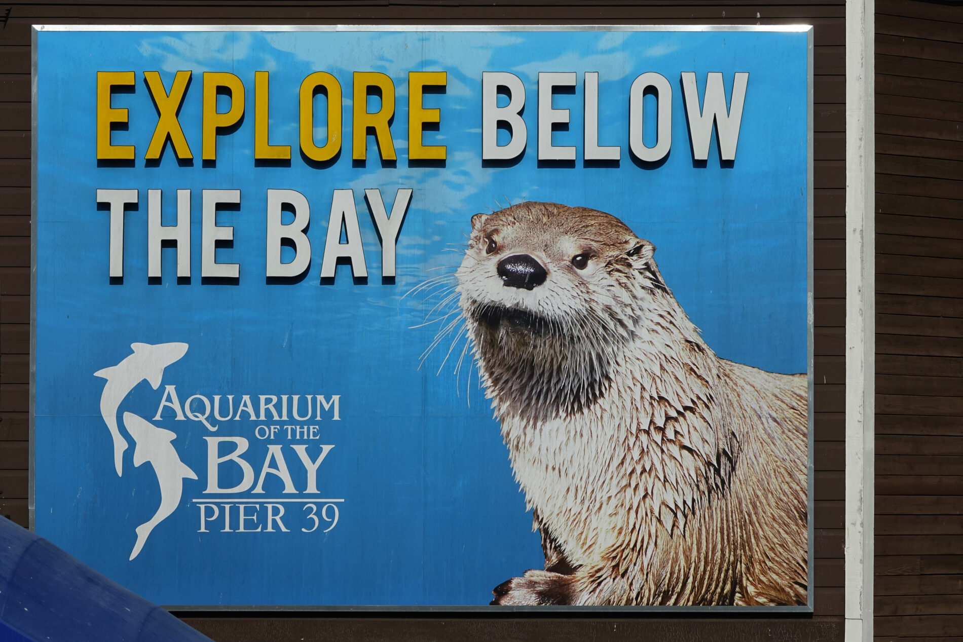 Entrance sign at the Aquarium of the Bay at Pier 39 in San Francisco.