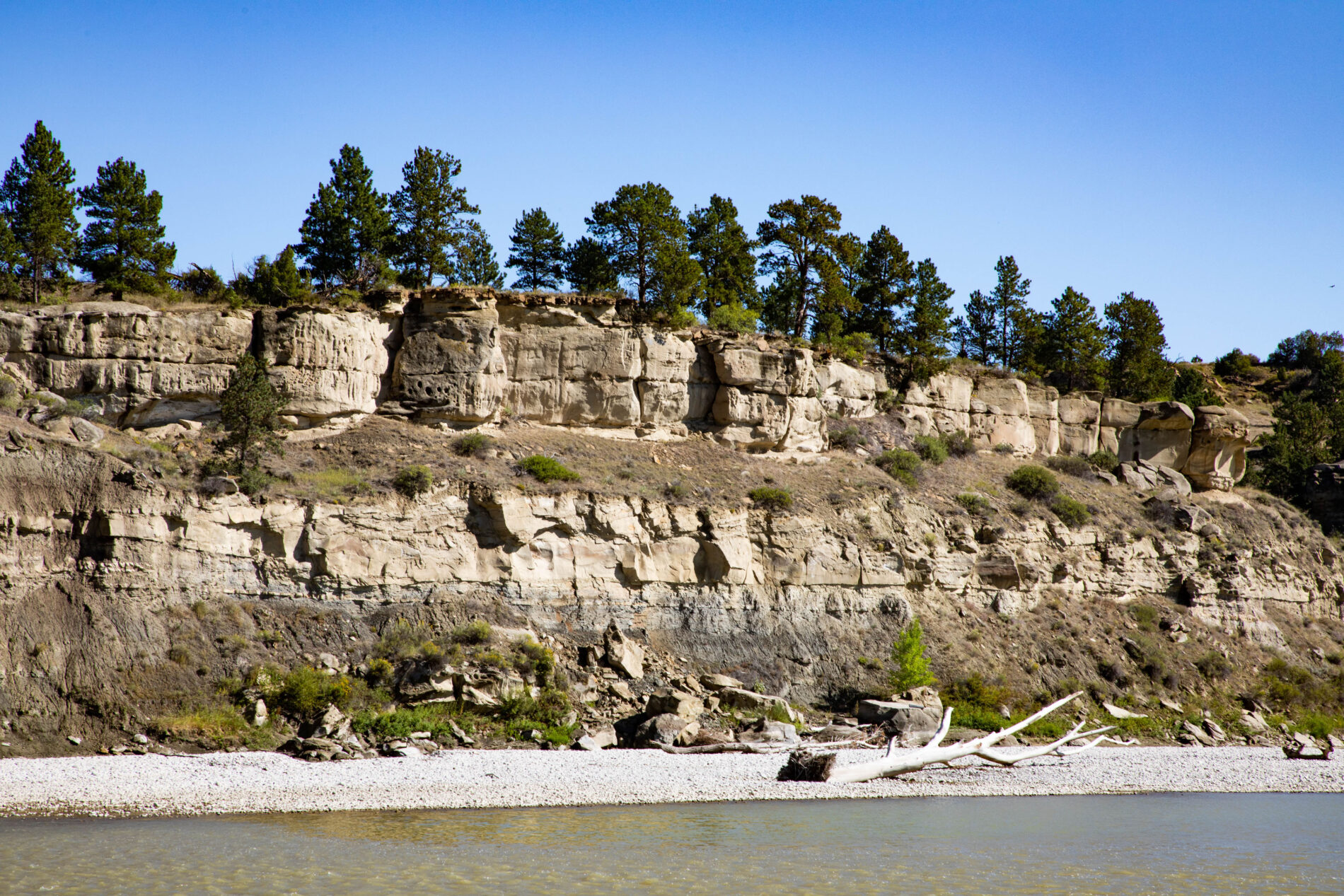 Yellowstone River runs adjacent to the Pompeys Pillar Park.