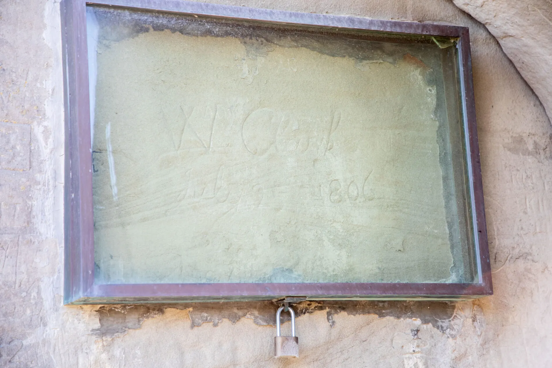 The carving of William Clark's signature.