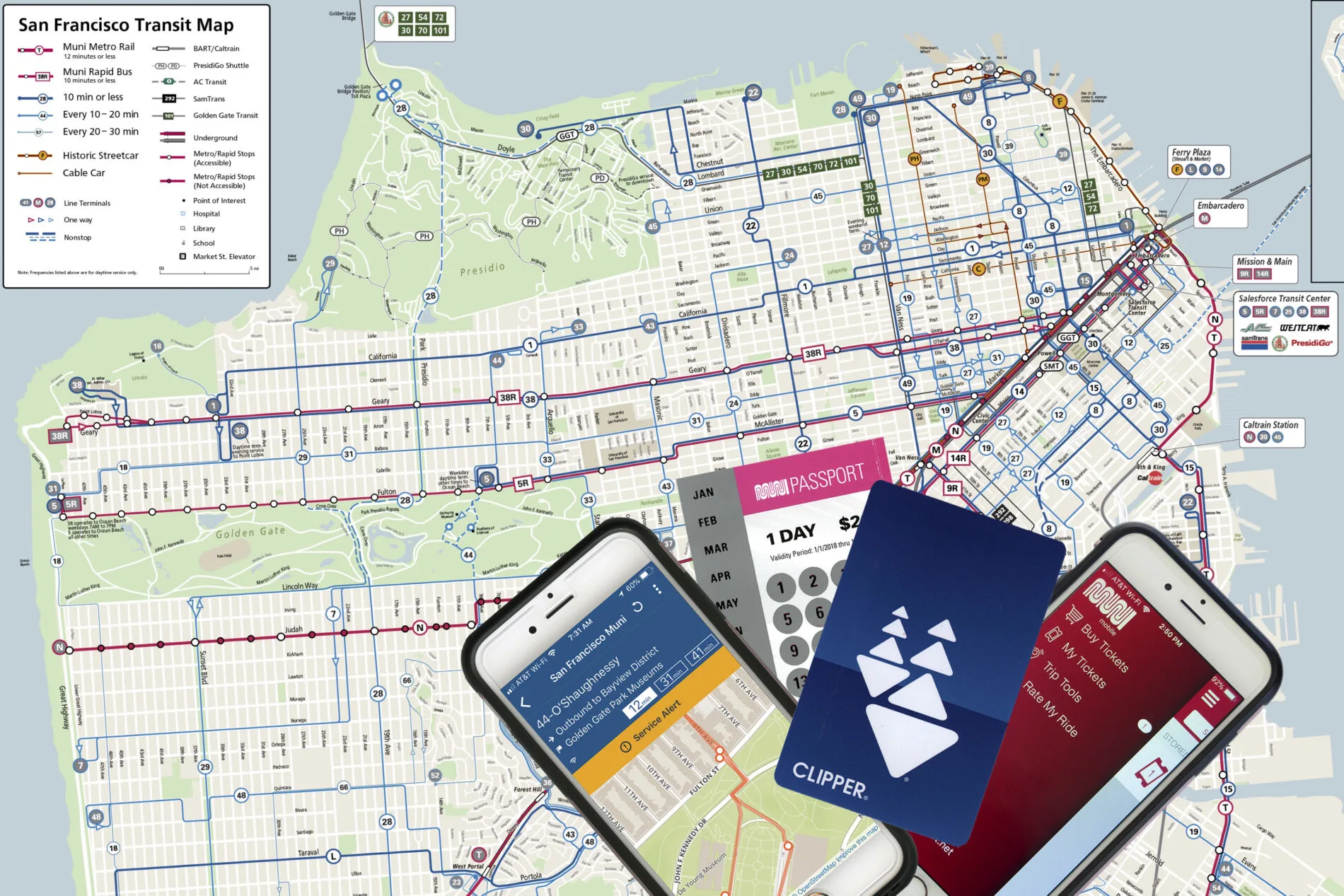 Tools for using San Francisco public transit including a San Francisco Muni map. muni next bus, MuniMobile, and Clipper Card.