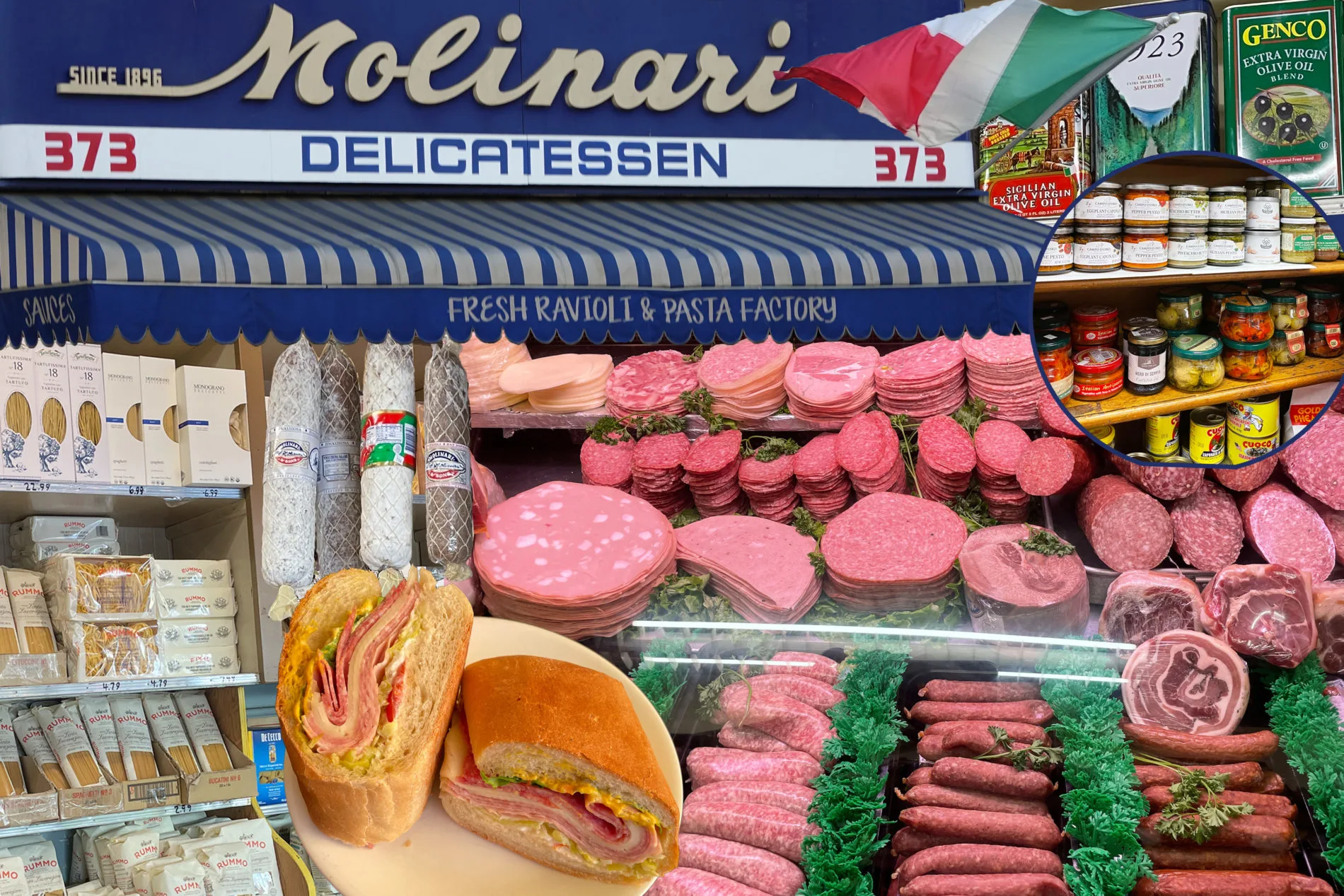 Molinari Delicatessen in North Beach, San Francisco. This hugely popular deli has been making great sandwiches since 1896.