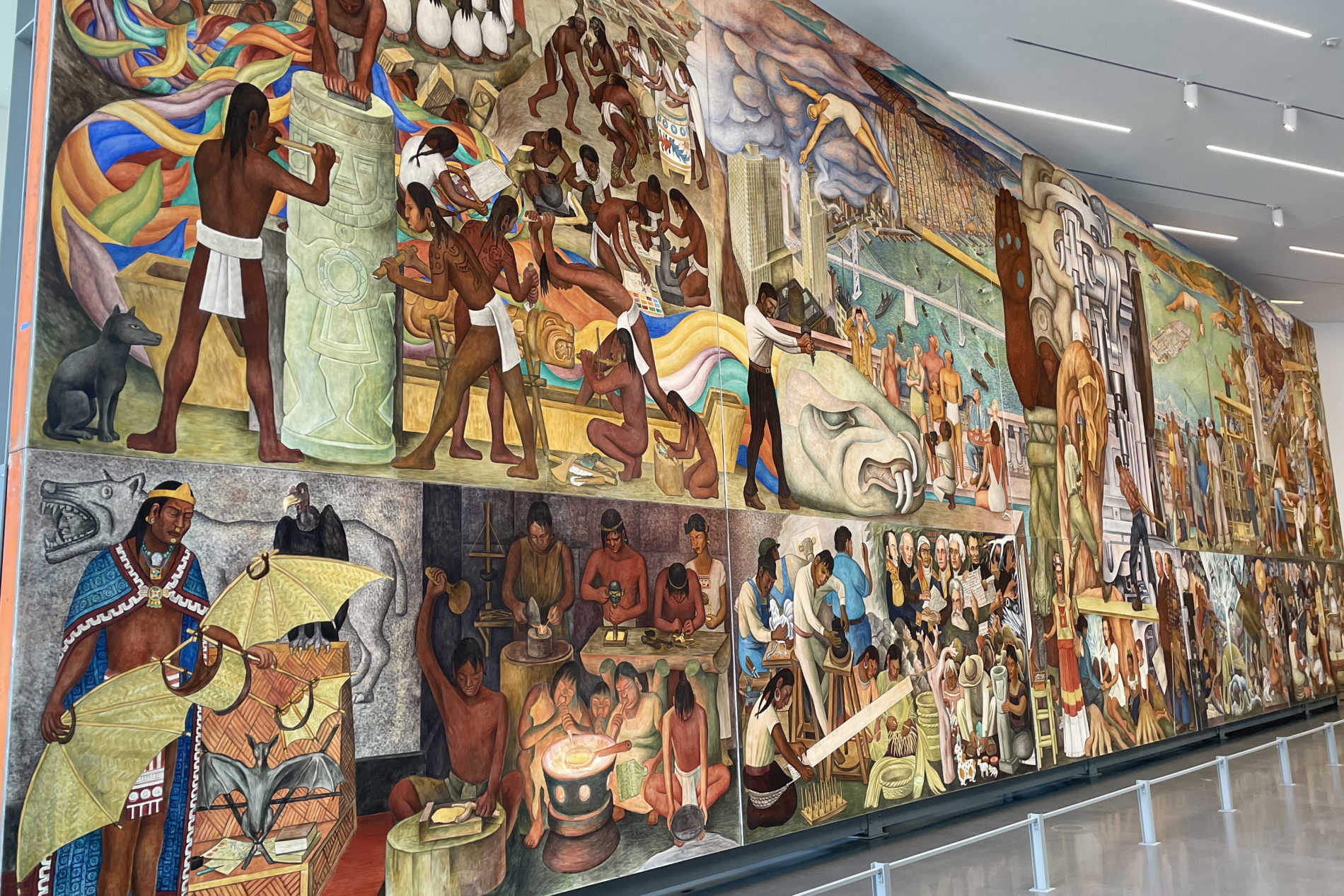 Diego Rivera’s 75-foot-wide Pan American Unity mural at SFMOMA.