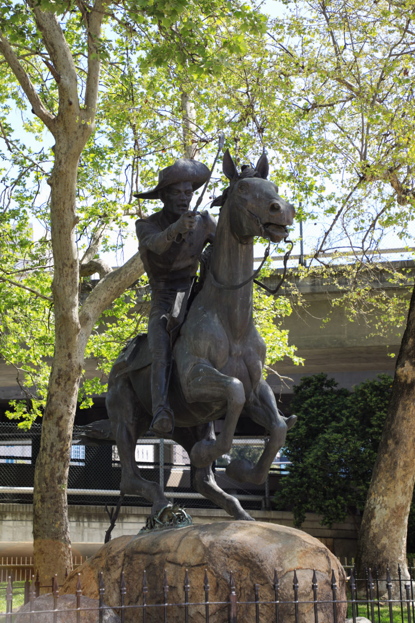 In Old Sacramento, a quick stop off of I-5, you can see the sculpture of the Pony Express.