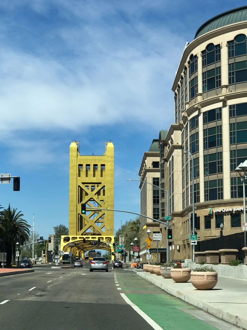Sacramento, a city along Interstate I-5 in California, is well worth a stop. Pictured is the golden Tower Bridge.