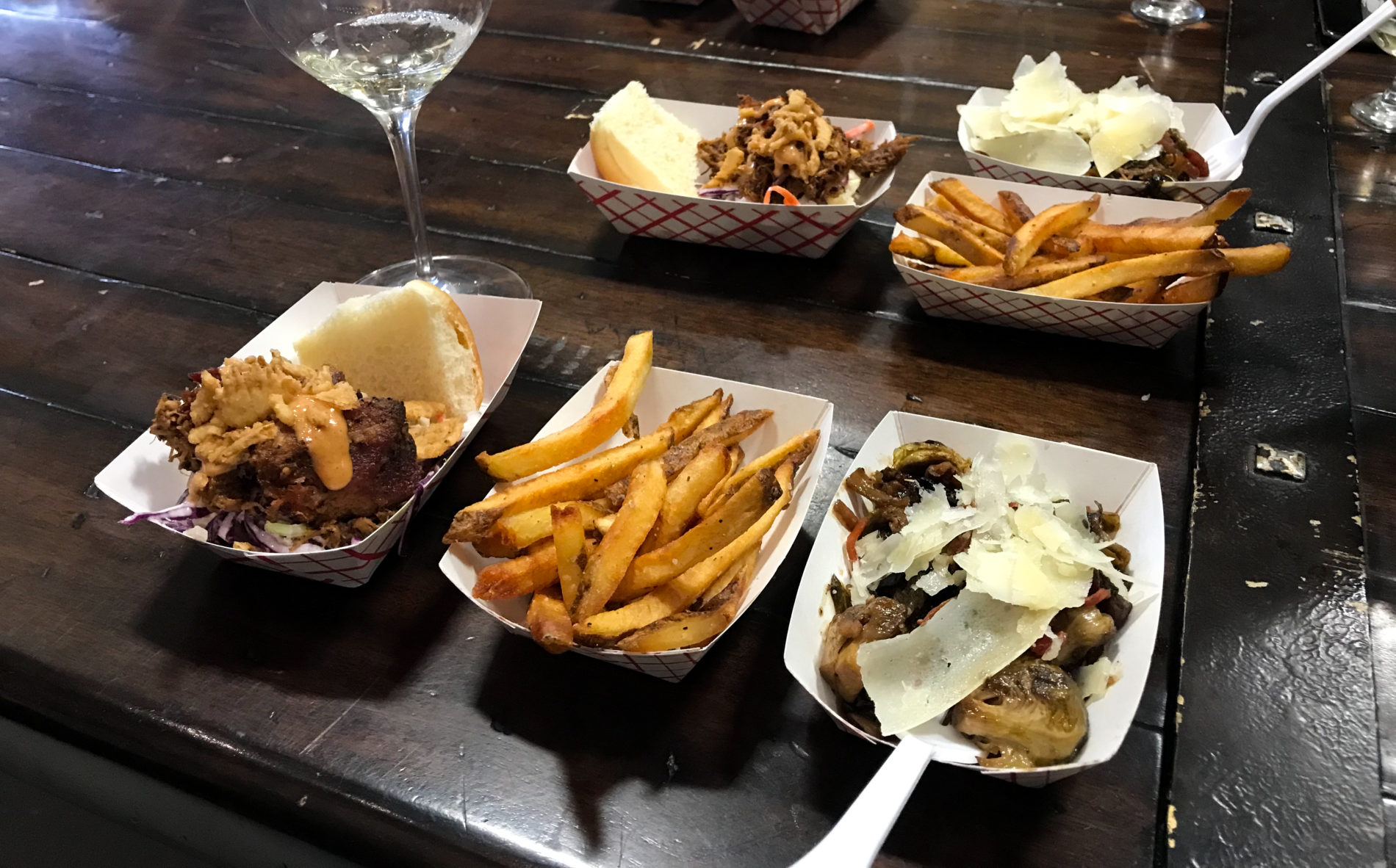 Whistran Steak and Spirits brought these three dishes into our wine tasting room at Airfield.