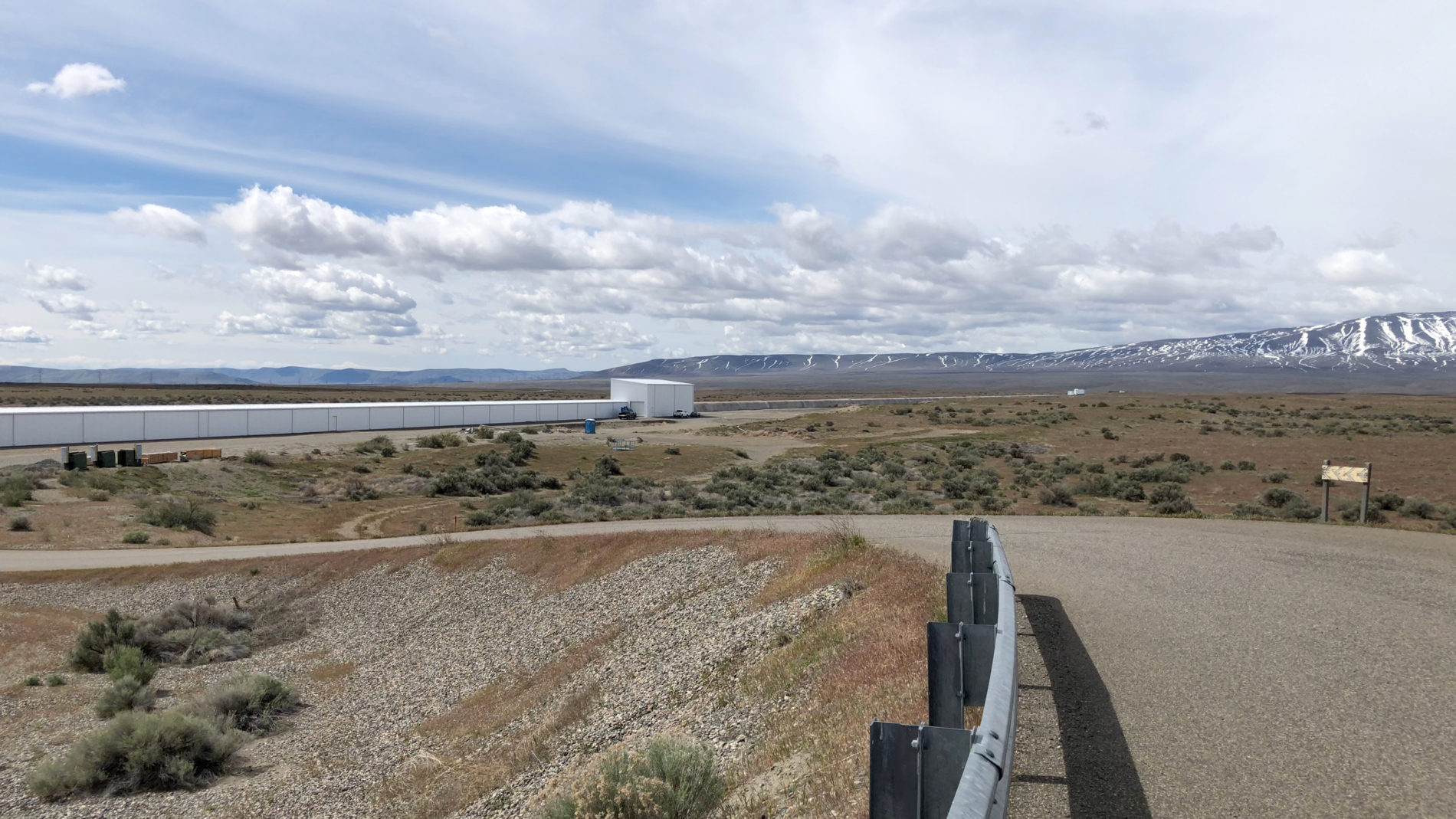 A view of the 2.5 mile long vacuum tube at LIGO, located in Hanford.
