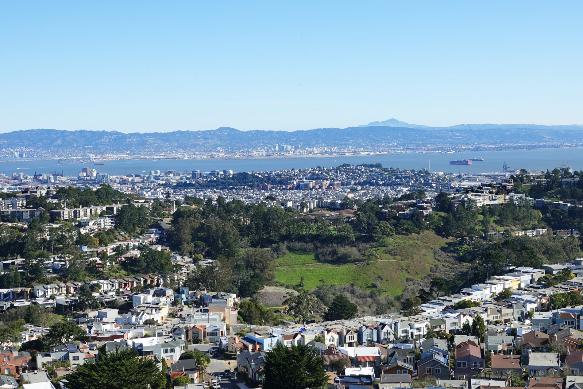 Overlooking part of San Francisco and the Bay from Mt. Davidson vista point.