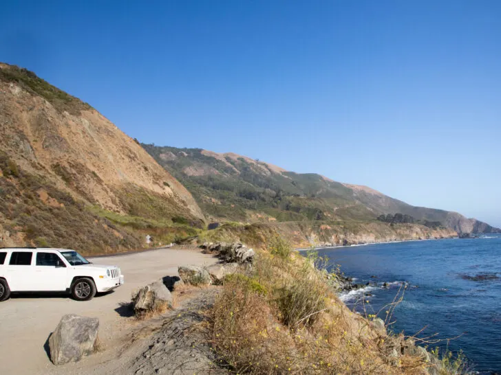 Our jeep parked at one of the many scenic spots along the Pacific Coast Highway.