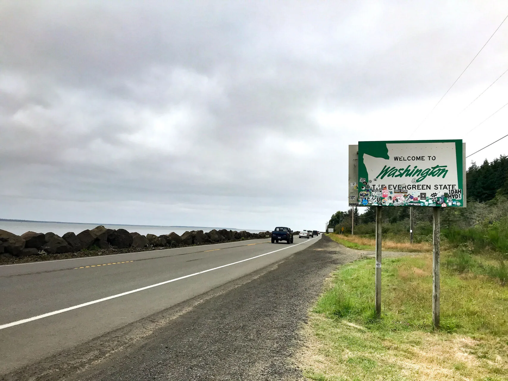 The Washington Welcome sign in Pacific Highway 1.