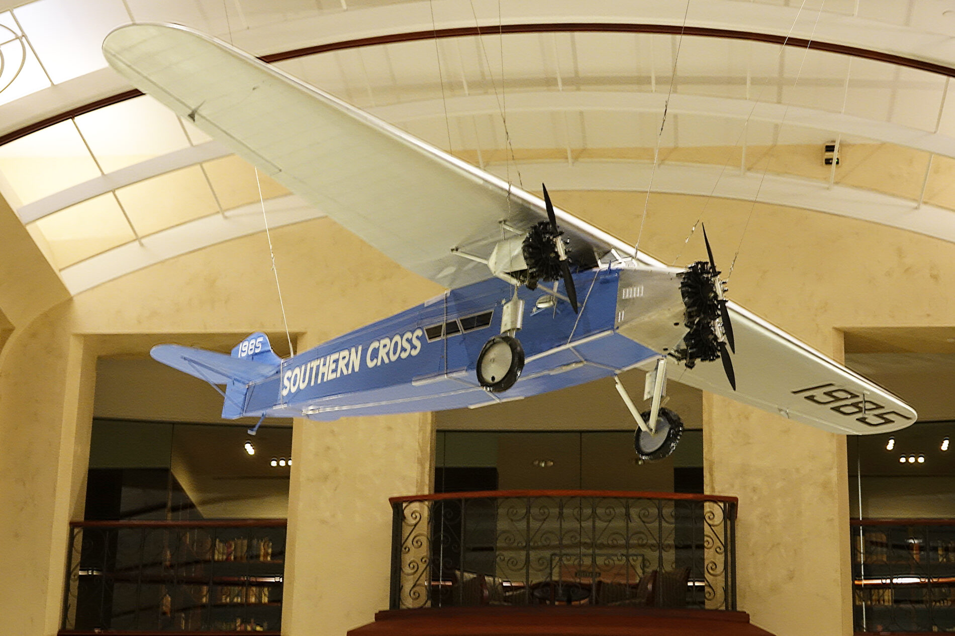 Model of Southern Cross, the plane flown in 1928 on the first transpacific flight. It is in San Francisco Aviation Museum.