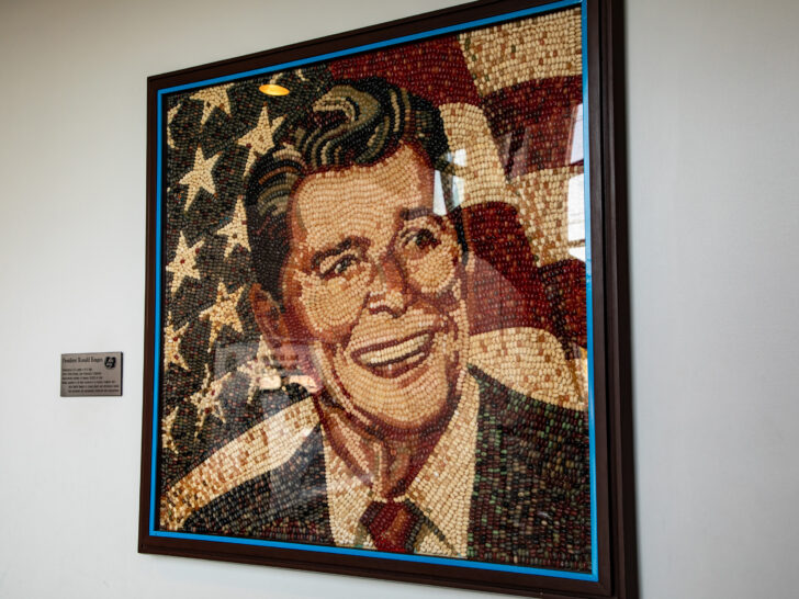 A jelly bean portrait of Ronald Reagan.