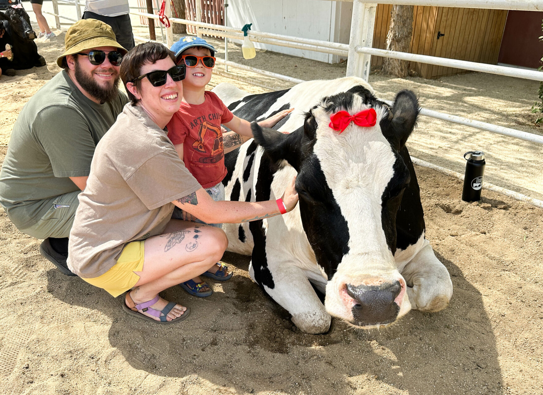 The whole family loves on the cows at the Gentle Barn in Santa Clarita, CA.